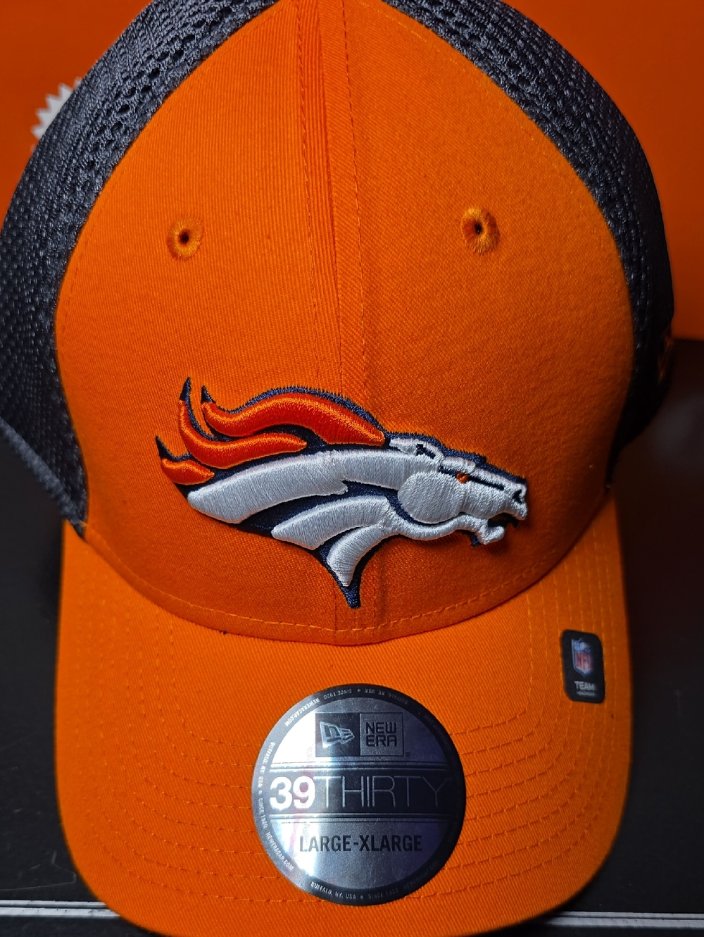 New Era Denver Broncos Orange & Navy Stretch-Fit Cap Large/xl